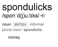 dictionary meaning of spondulicks